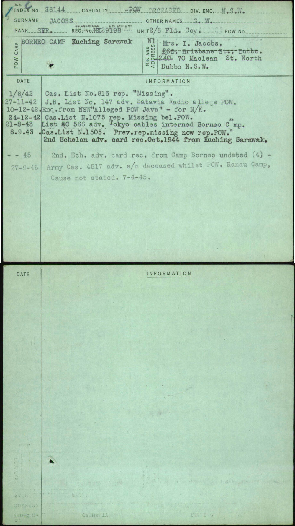 Jacobs, G W, NX29198