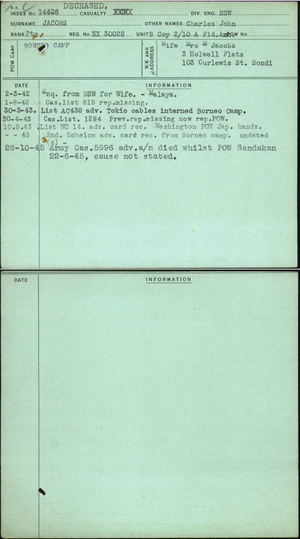 Jacobs, Charles John, NX30028