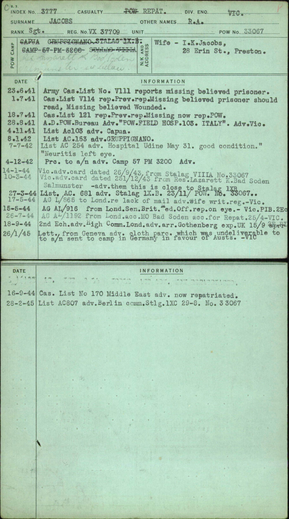 Jacobs, R A, VX37709