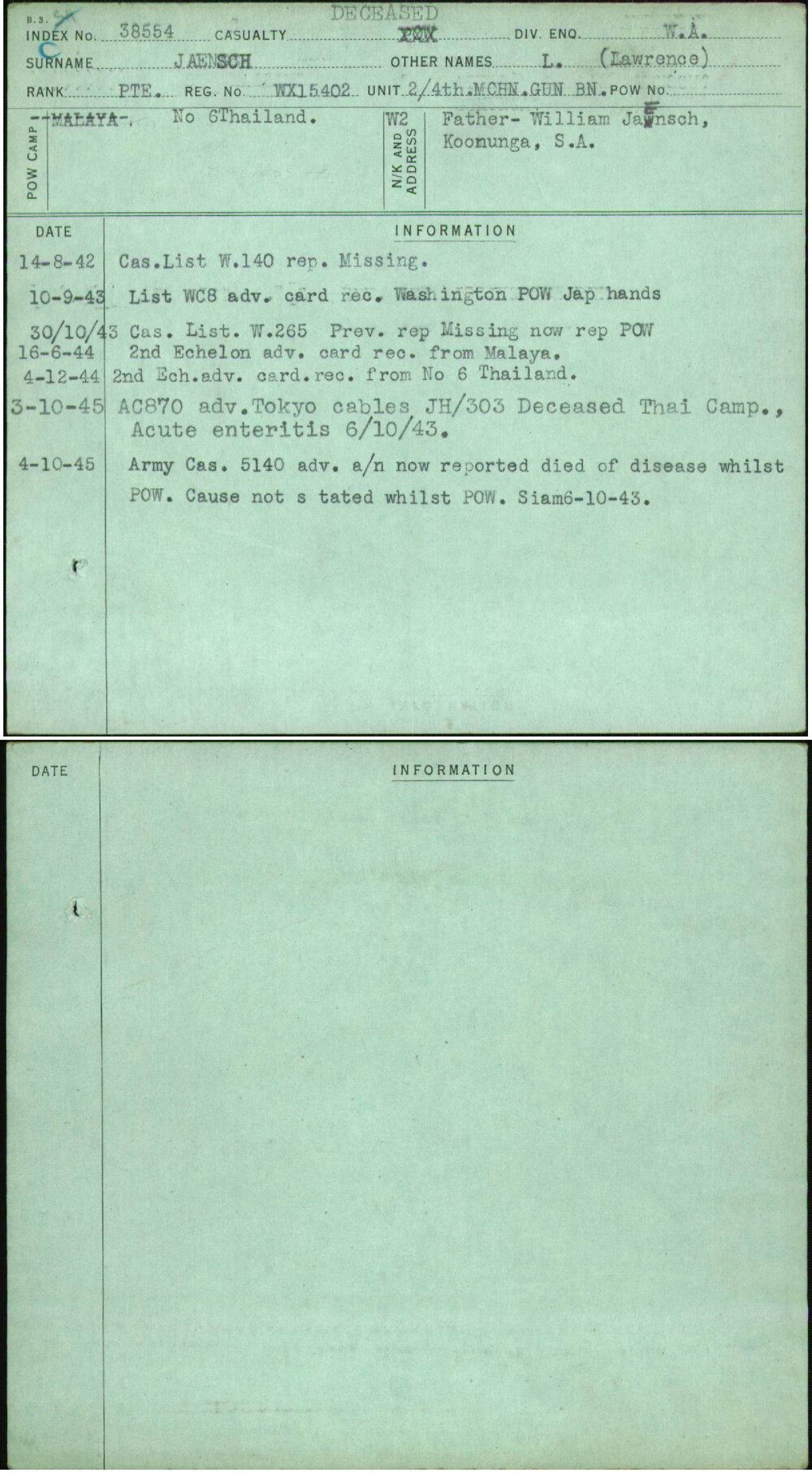 Jaensch, L (Lawrence), WX15402