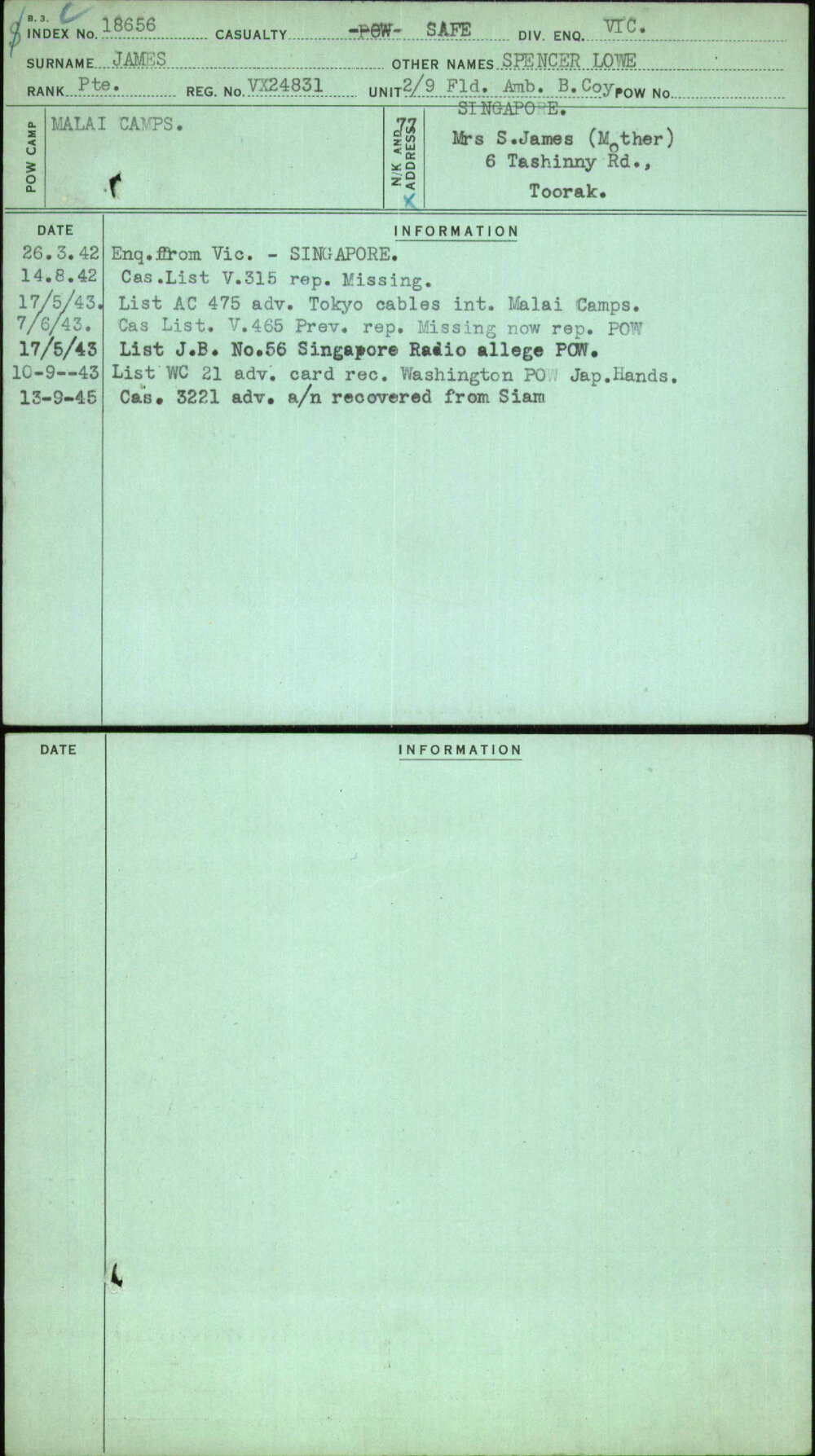 James, Spencer Lowe, VX24831