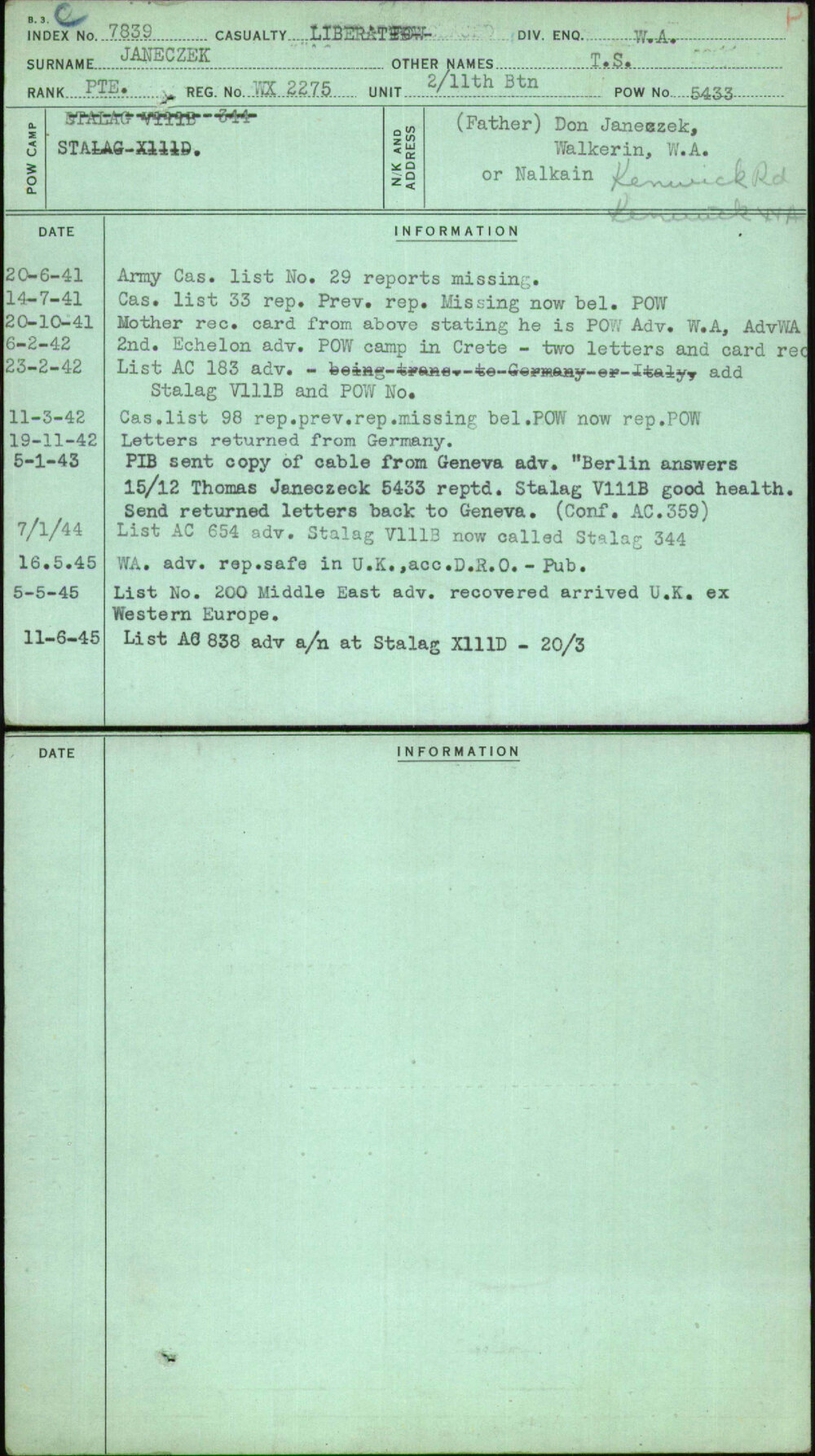 Janeczek, T S, WX2275