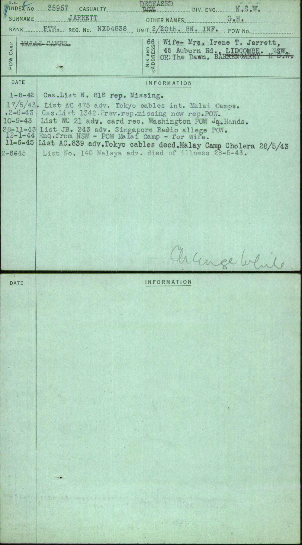 Jarrett, G H, NX54838