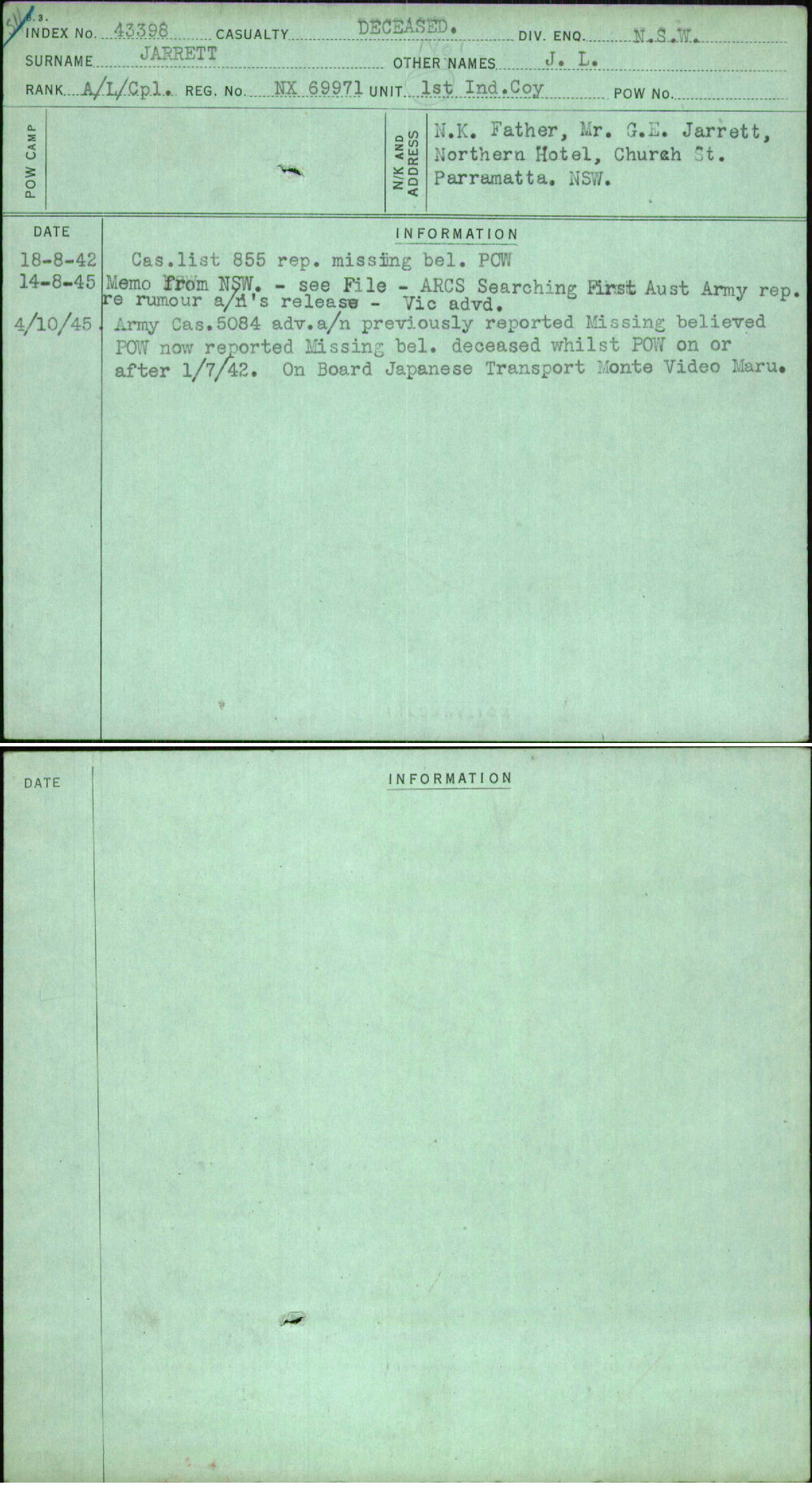 Jarrett, J L, NX69971