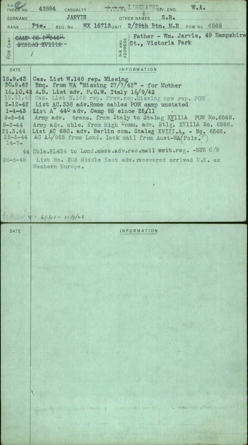 Jarvis, S R, WX16713