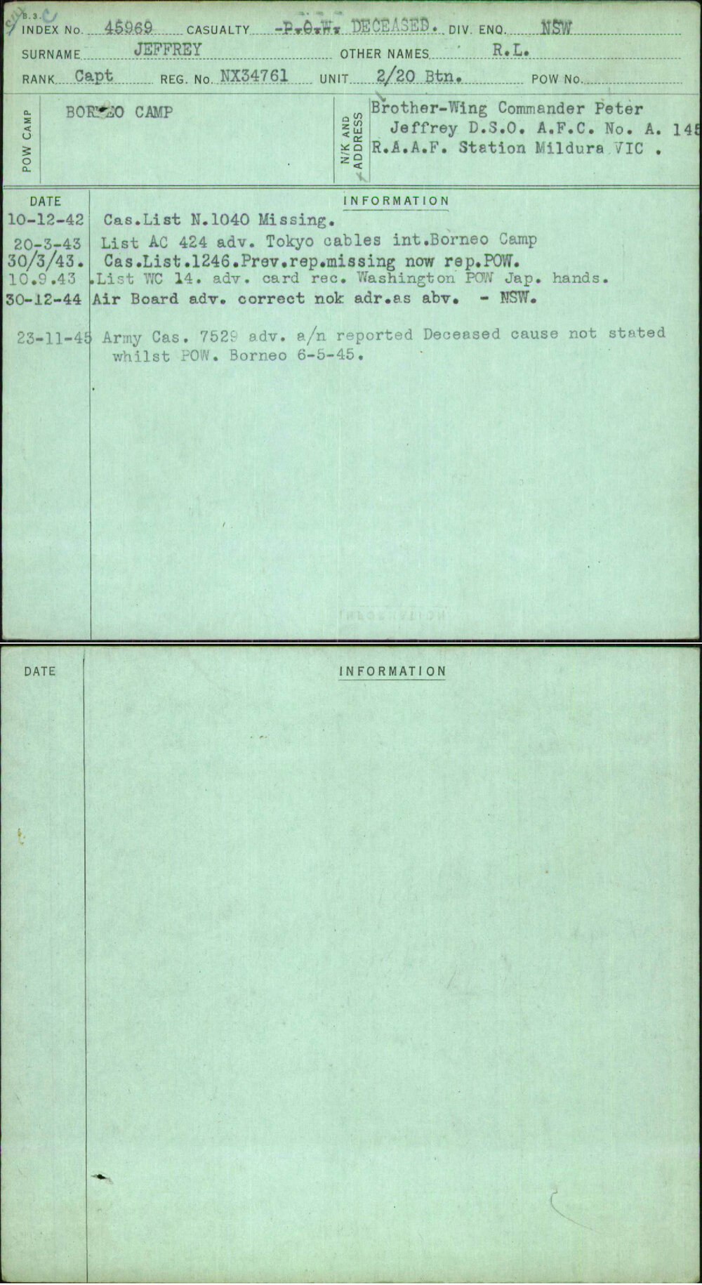 Jeffrey, R L, NX34761