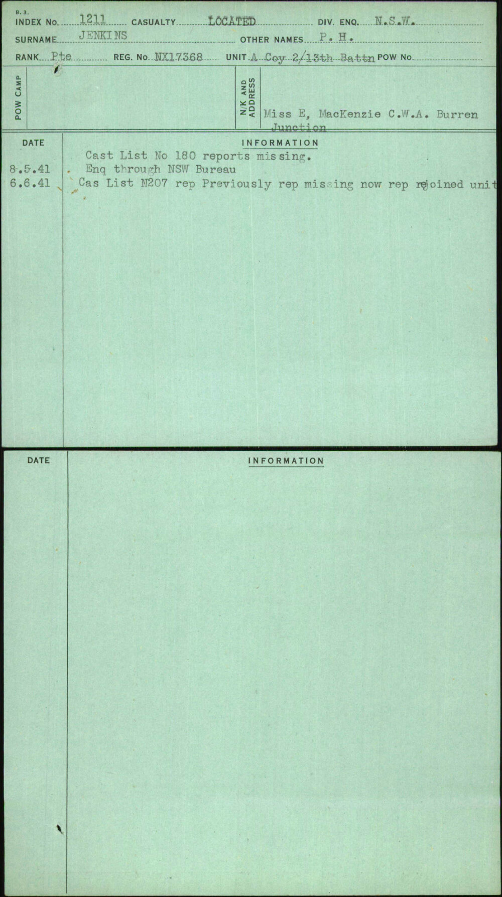 Jenkins, P H, NX17368