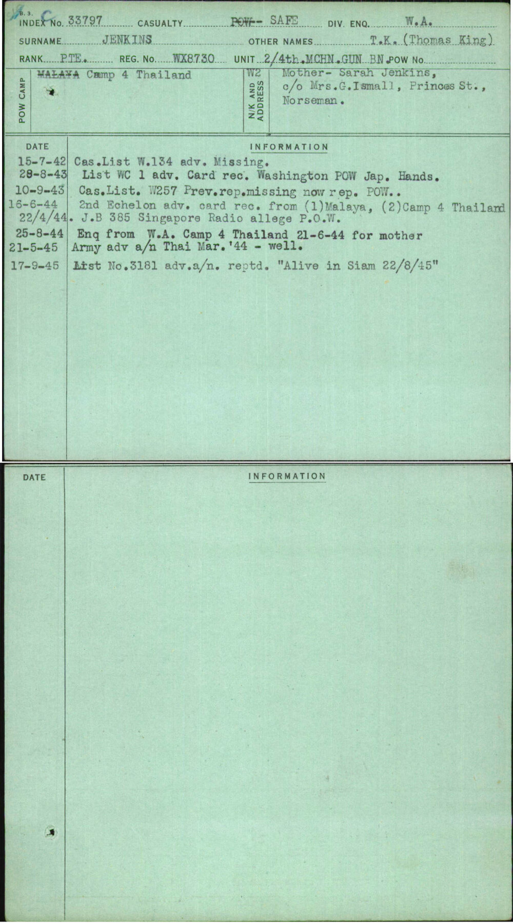 Jenkins, T K (Thomas King), WX8730