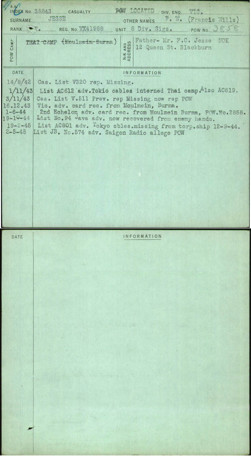 Jesse, F W (Francis Wills), VX41988