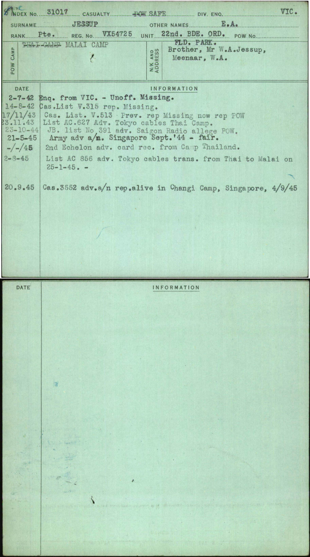 Jessup, E A, VX54725