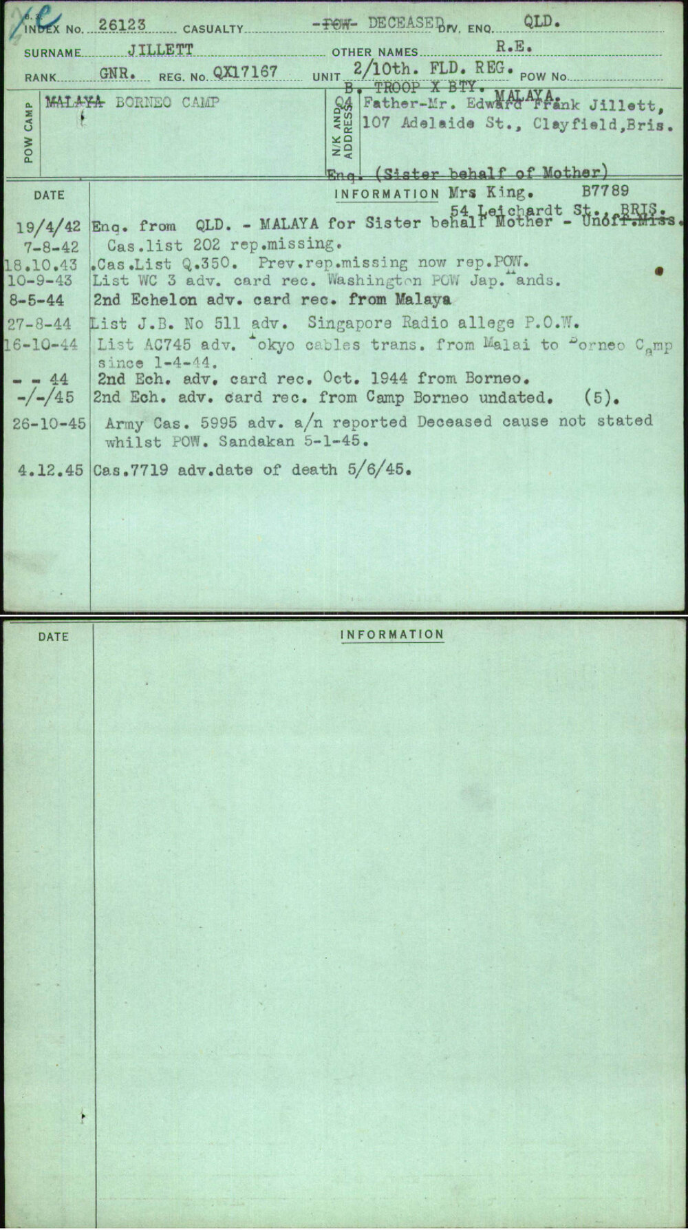 Jillett, R E, QX17167