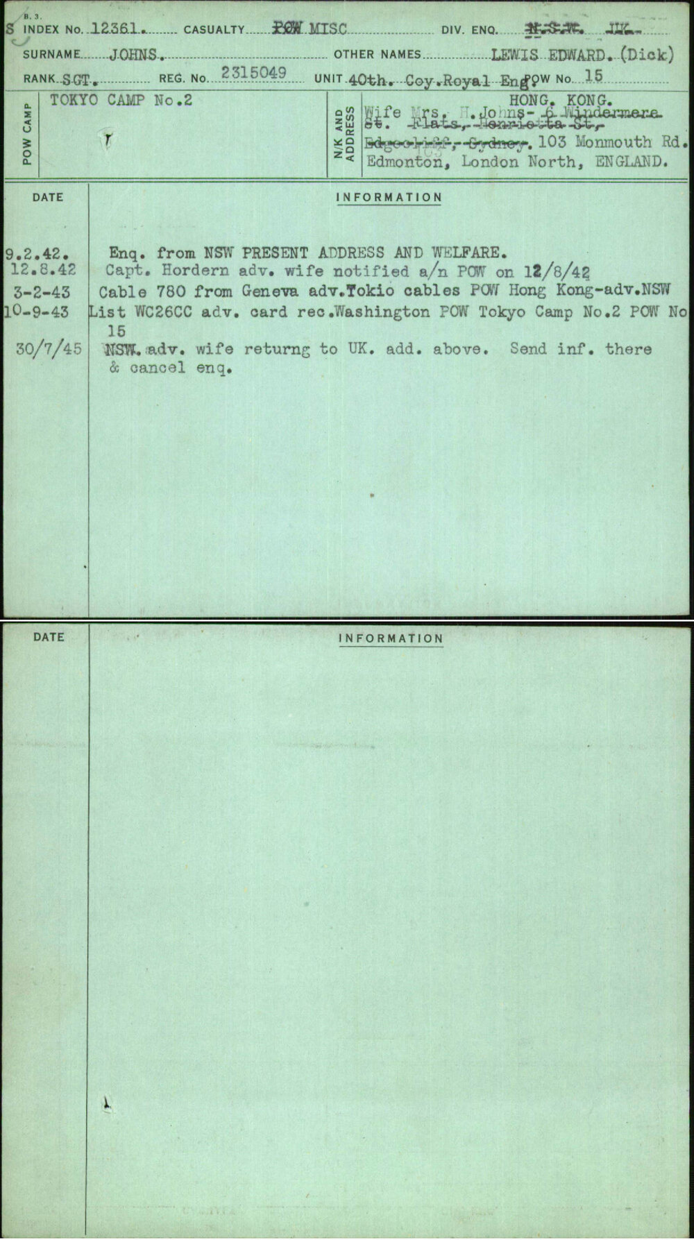 Johns, Lewis Edward (Dick), 2315049