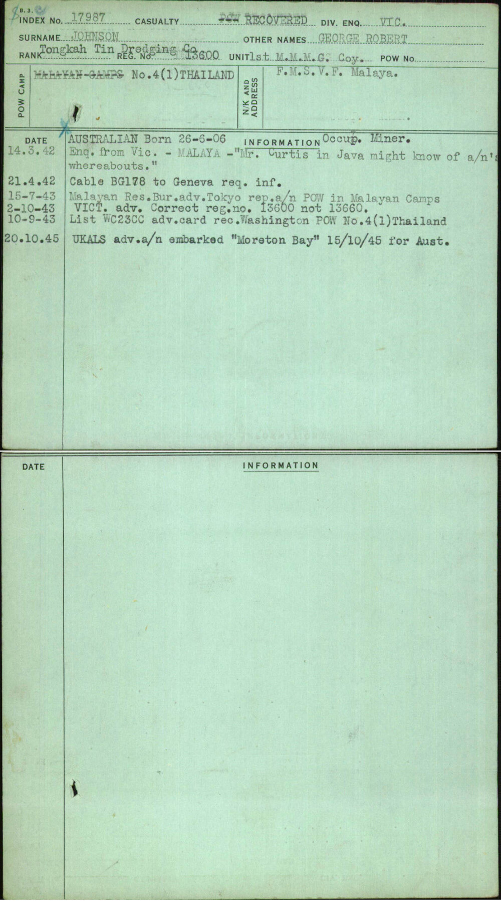 Johnson, George Robert, 13600