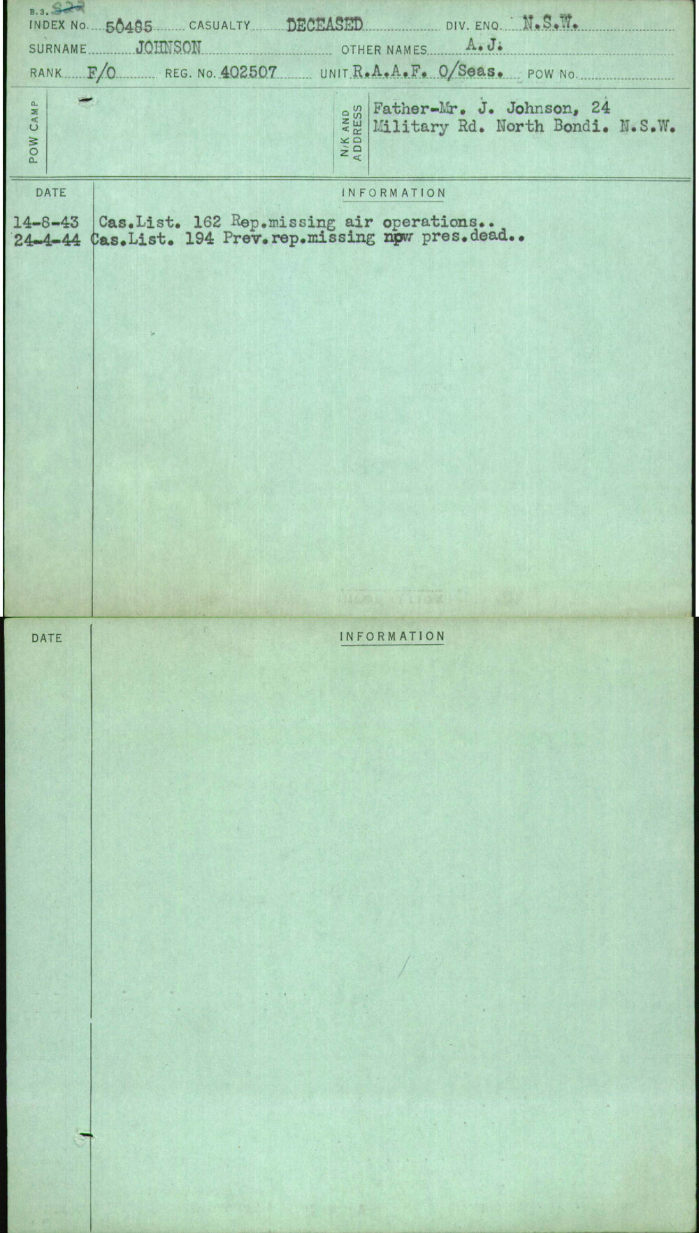 Johnson, A J, 402507