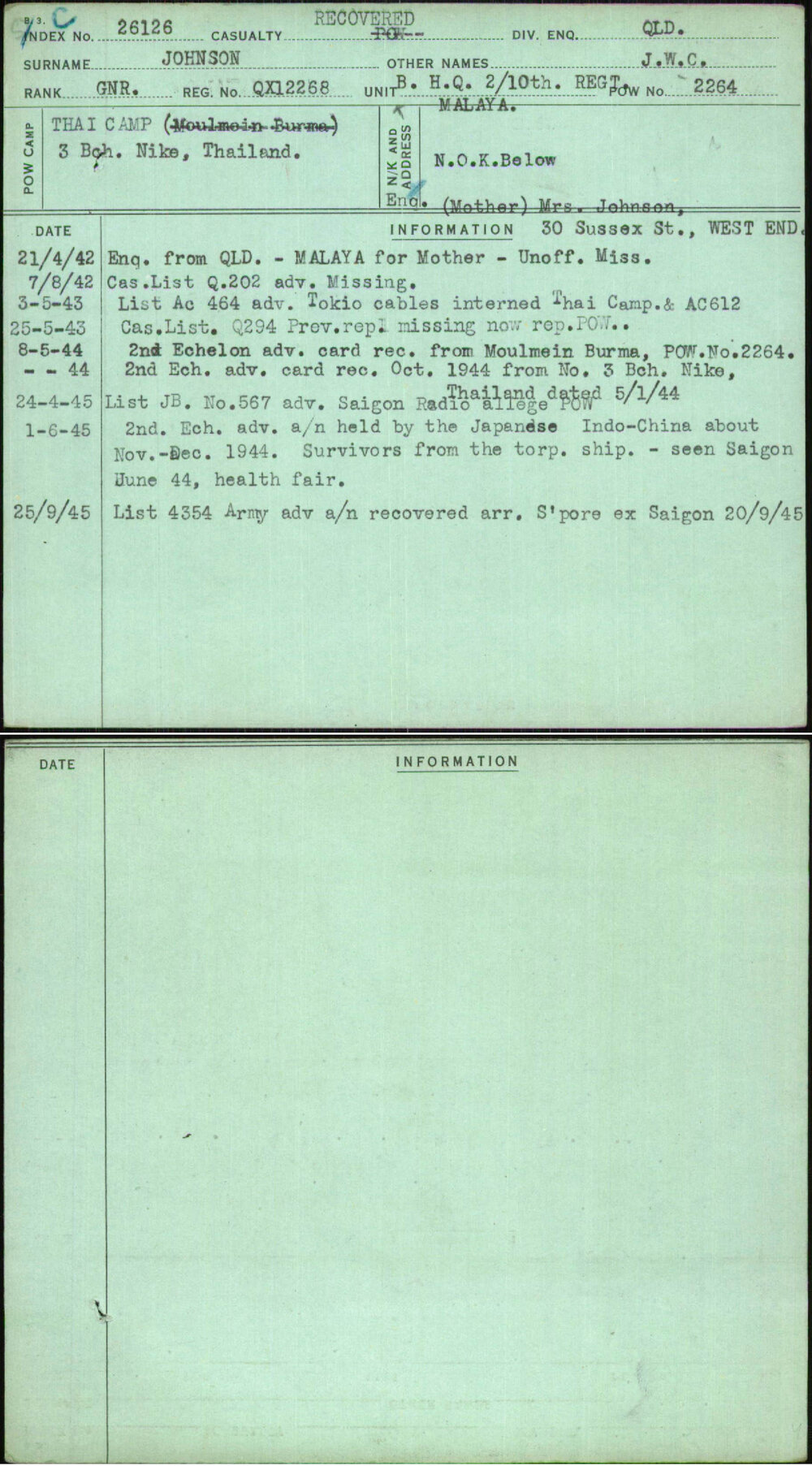 Johnson, J W C, QX12268