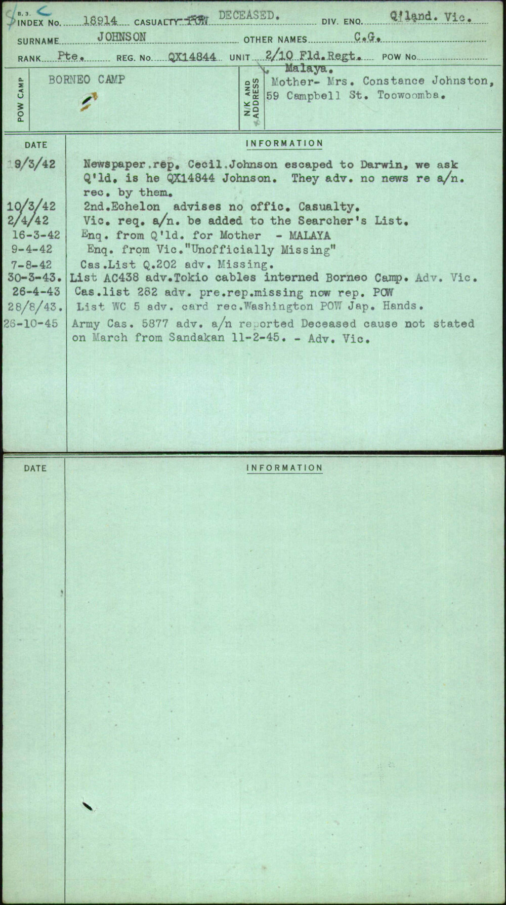 Johnson, C G, QX14844