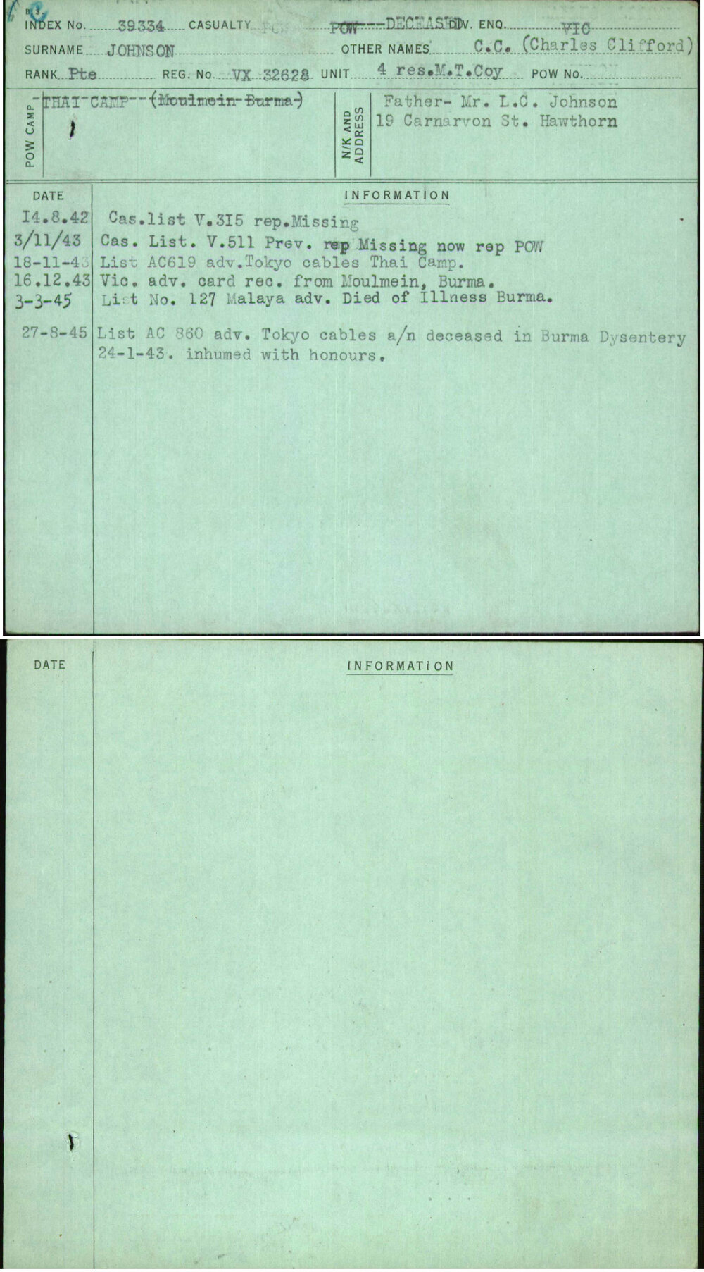 Johnson, C C (Charles Clifford), VX32628