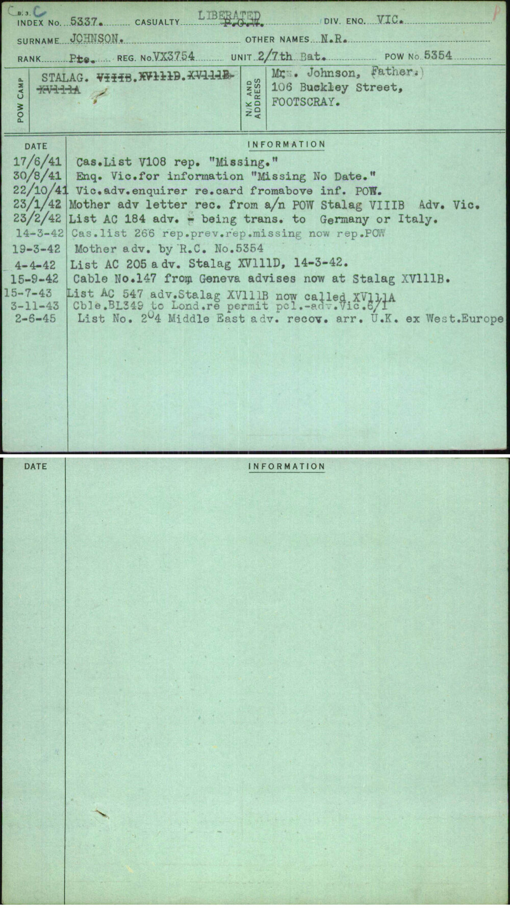 Johnson, N R, VX3754