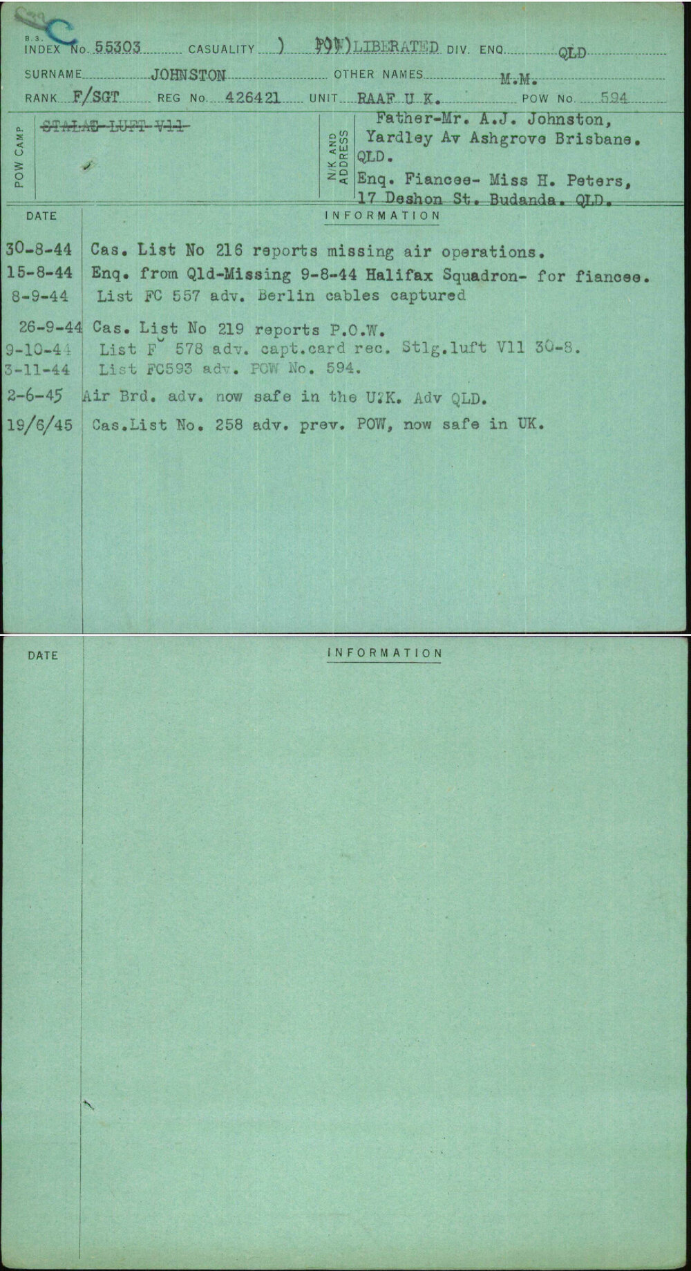Johnston, M M, 426421