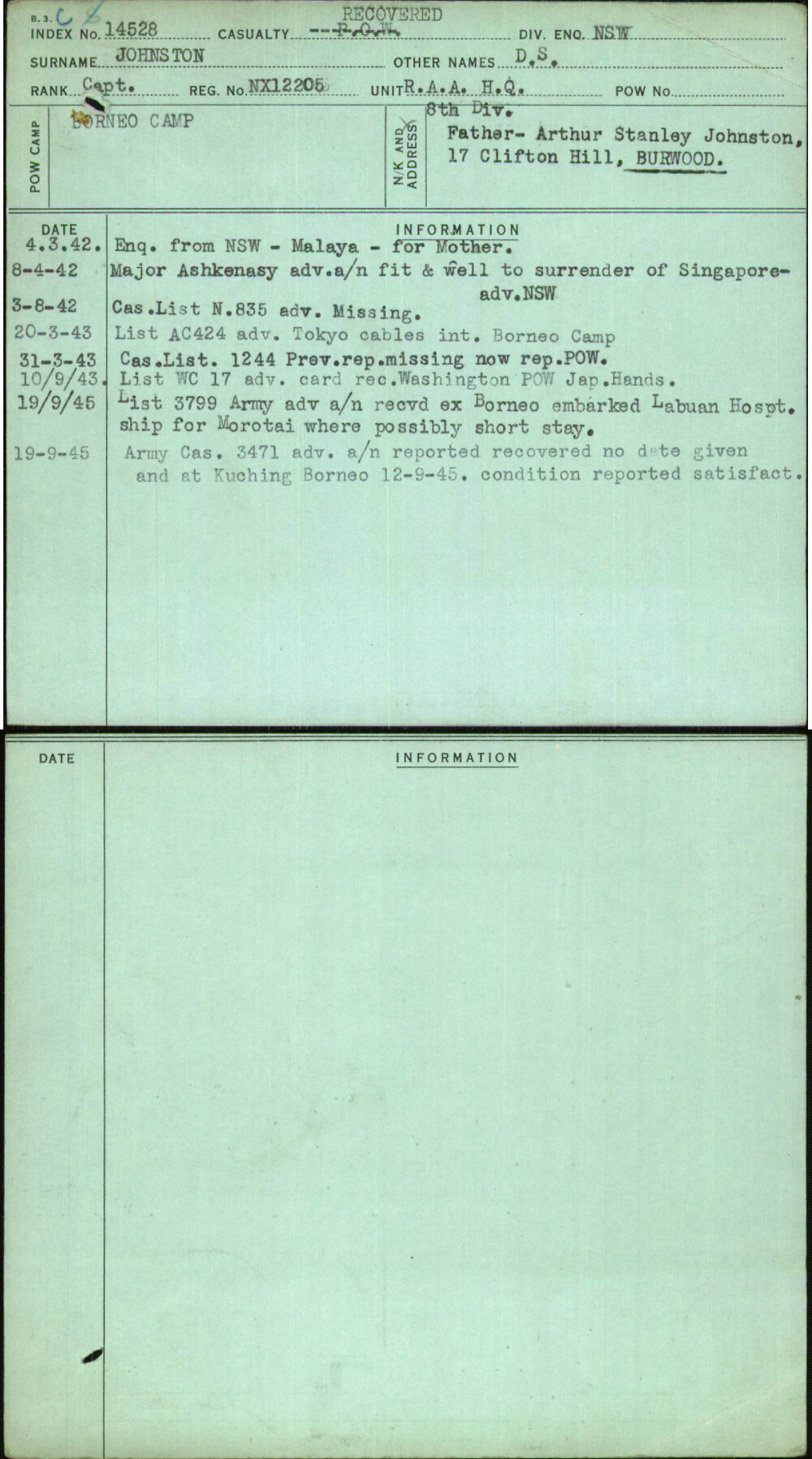 Johnston, D S, NX12205