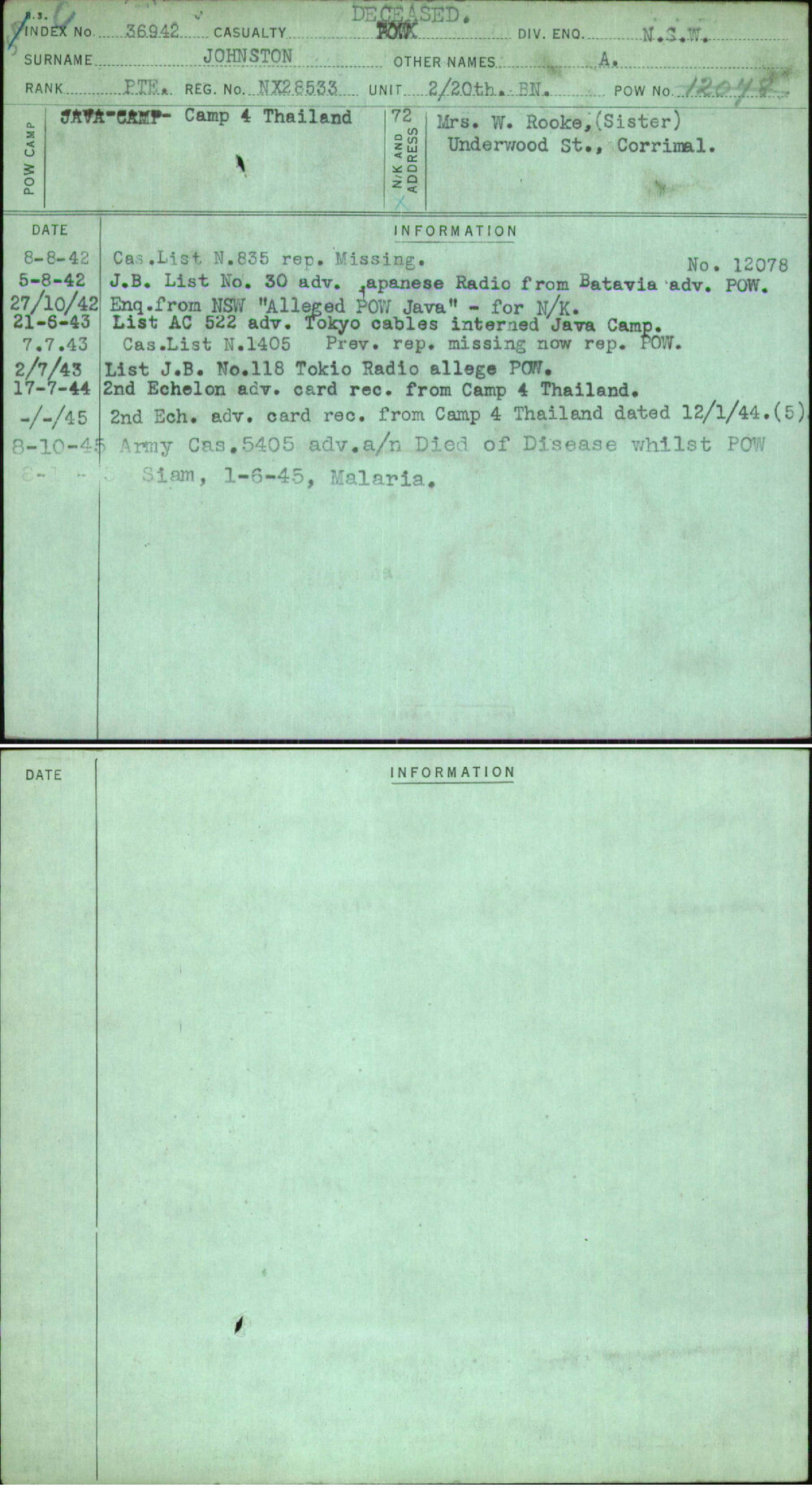 Johnston, A, NX28533