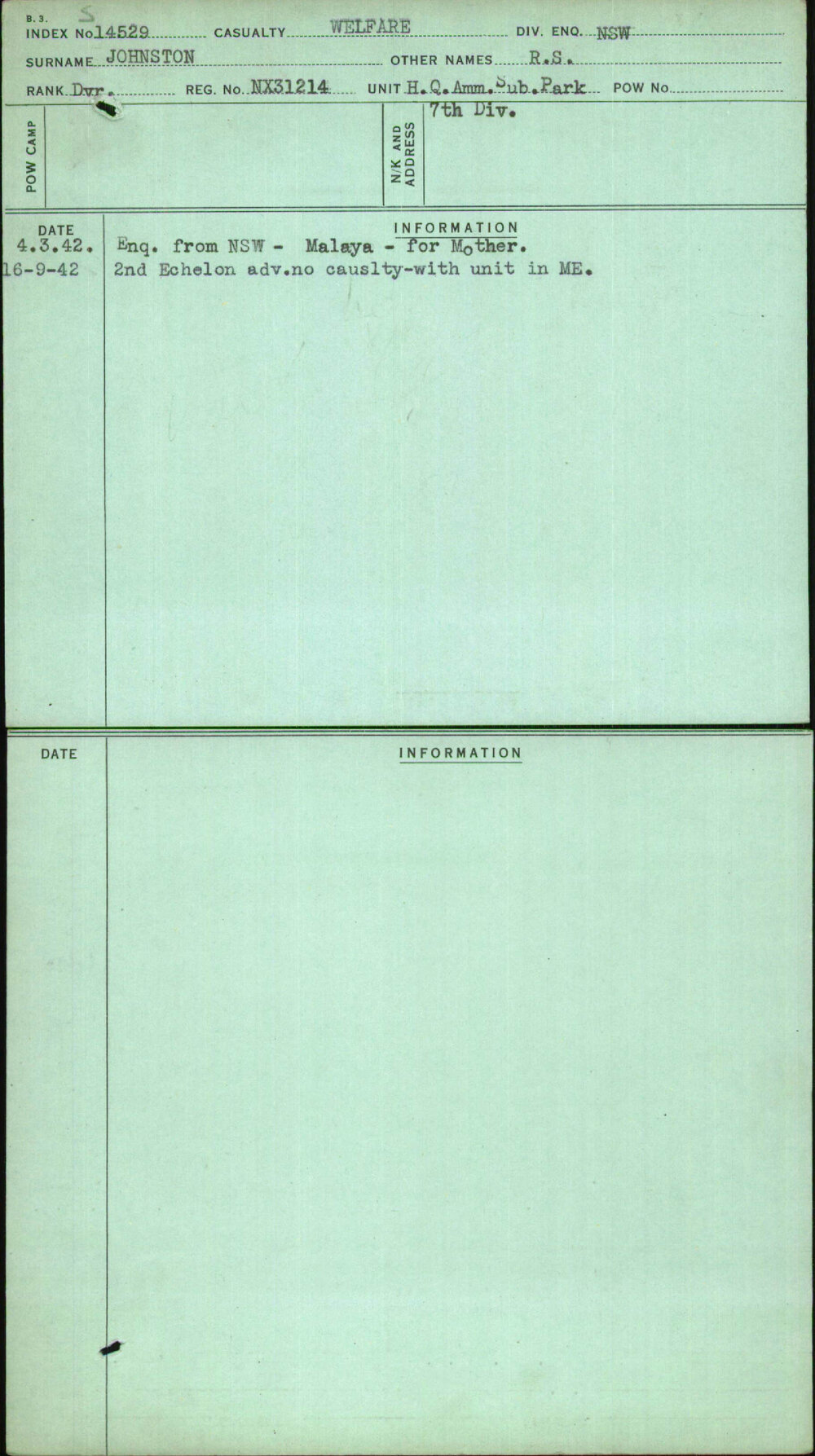 Johnston, R S, NX31214