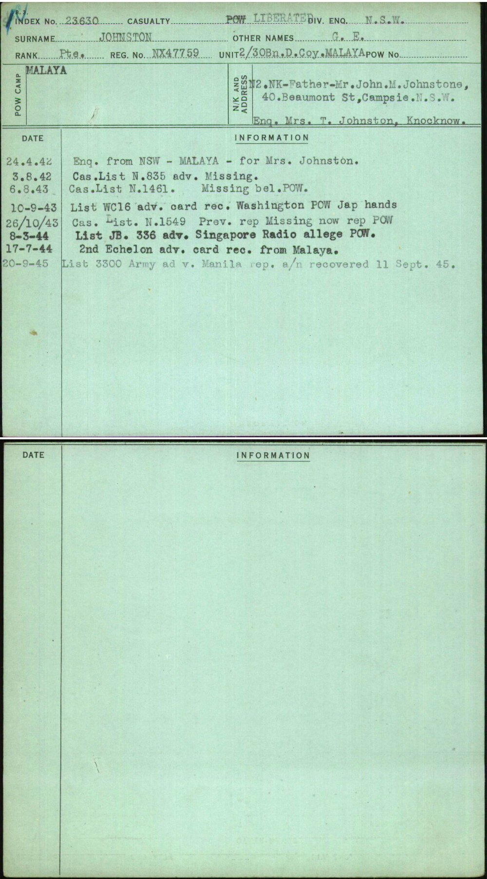 Johnston, G E, NX47759