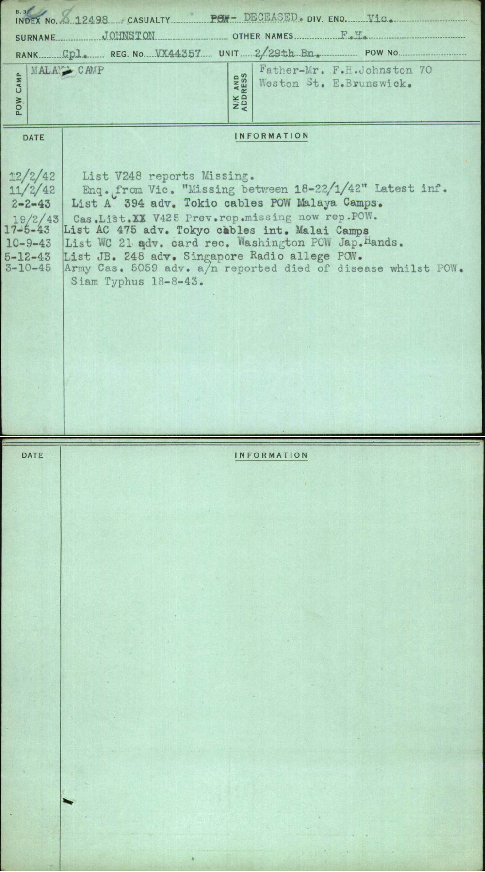 Johnston, F H, VX44357