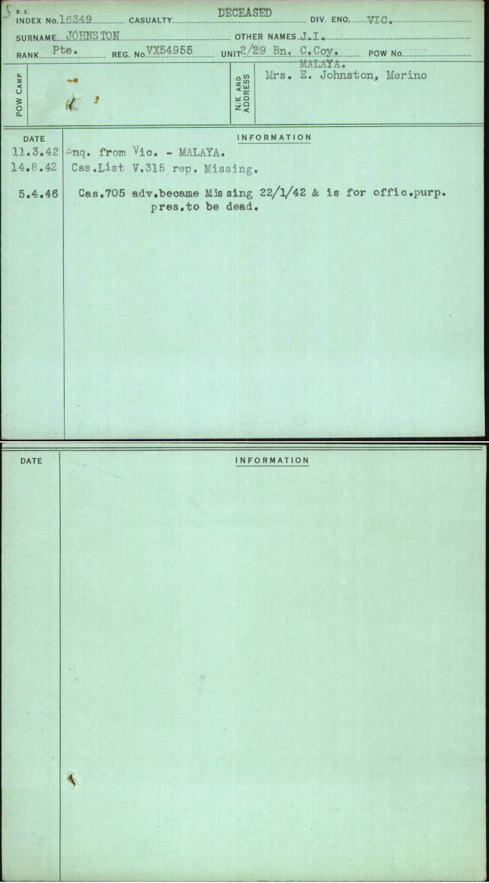 Johnston, J I, VX54955