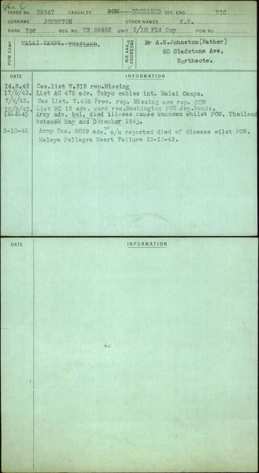 Johnston, K R, VX56452