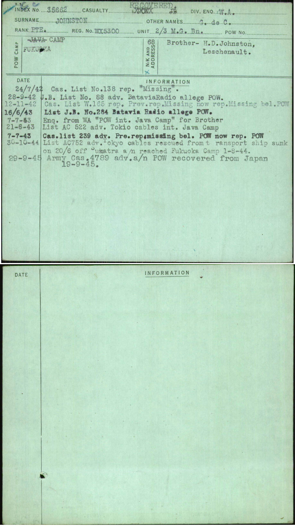 Johnston, G De C, WX5300