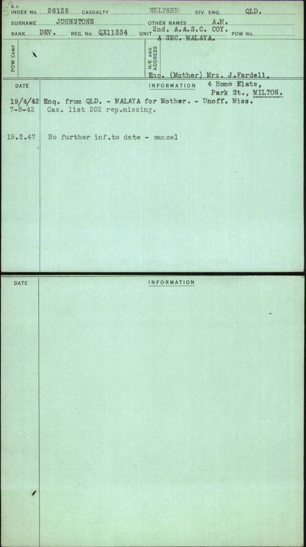 Johnstone, A M, QX11334