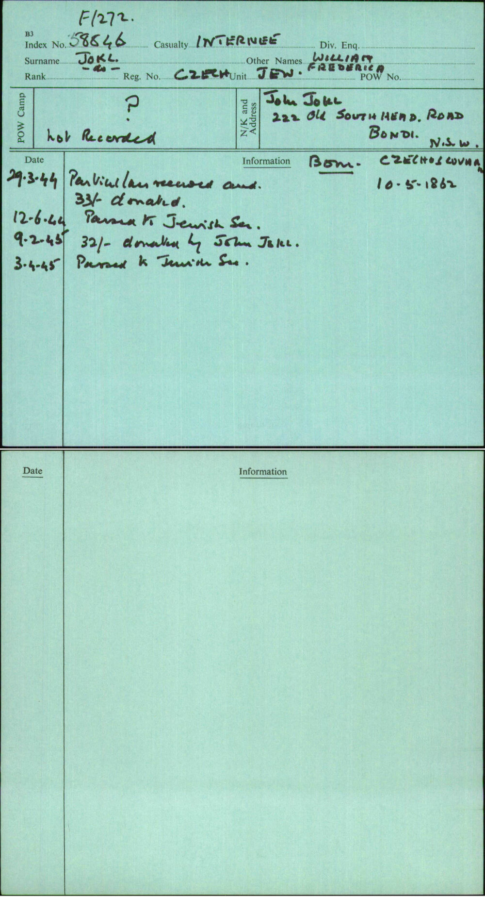 Jokl, William Frederica, Czech