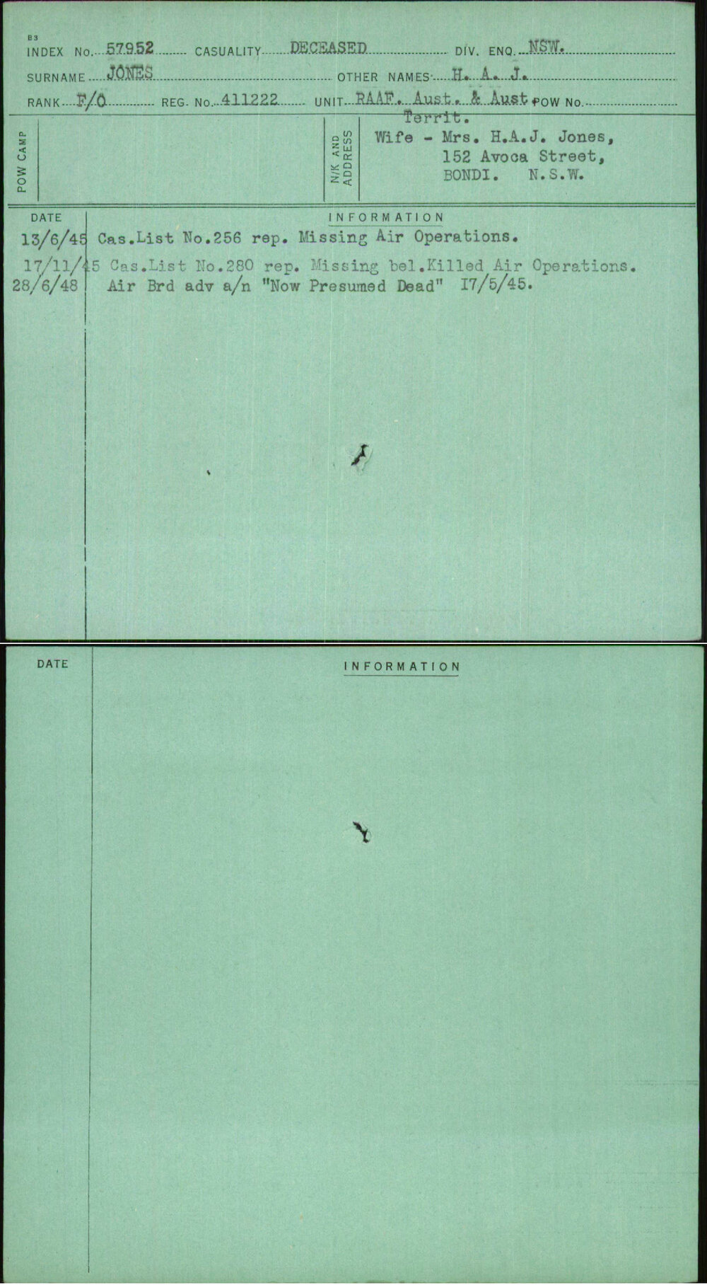 Jones, H A J, 411222