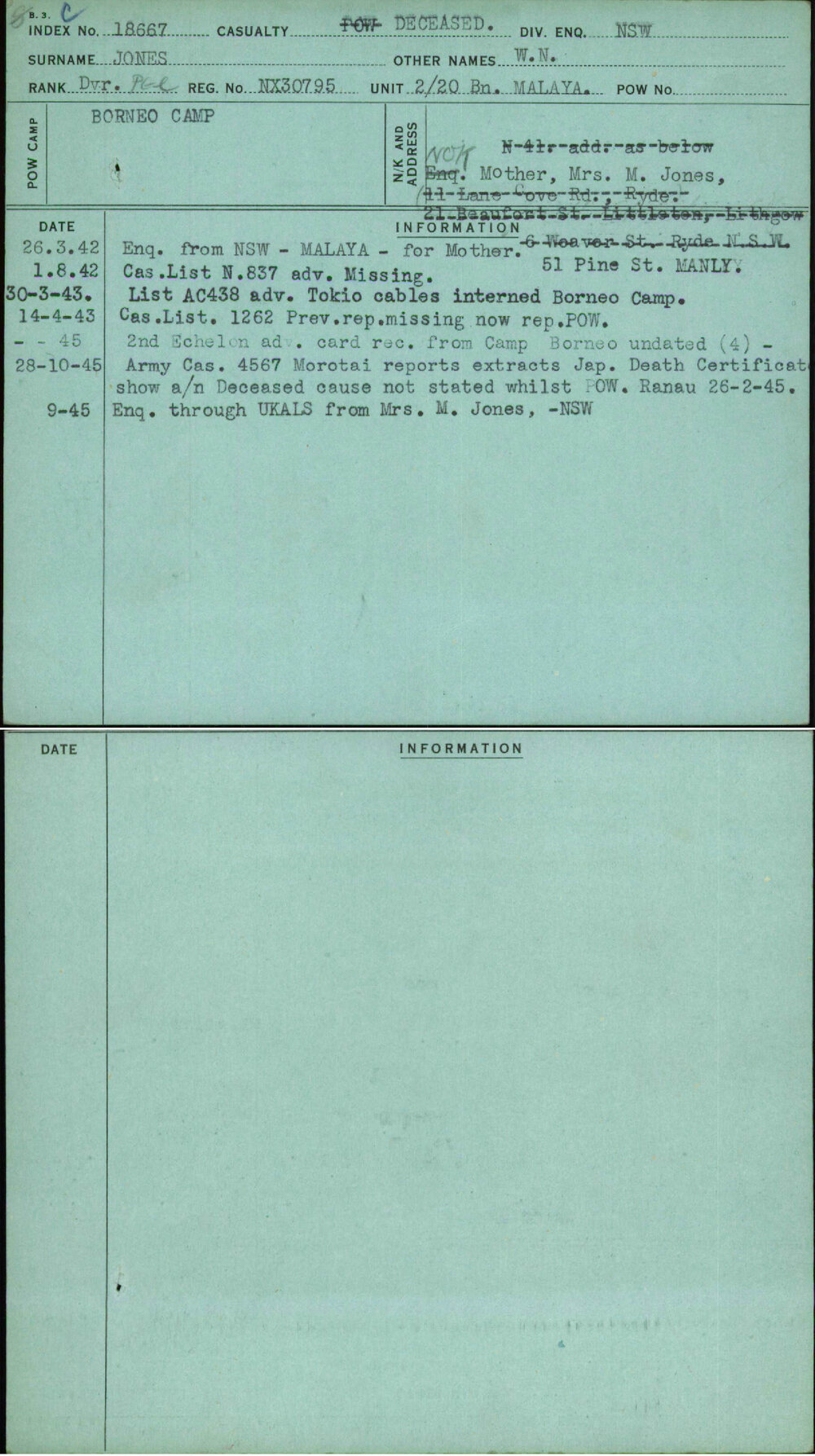 Jones, W N, NX30795