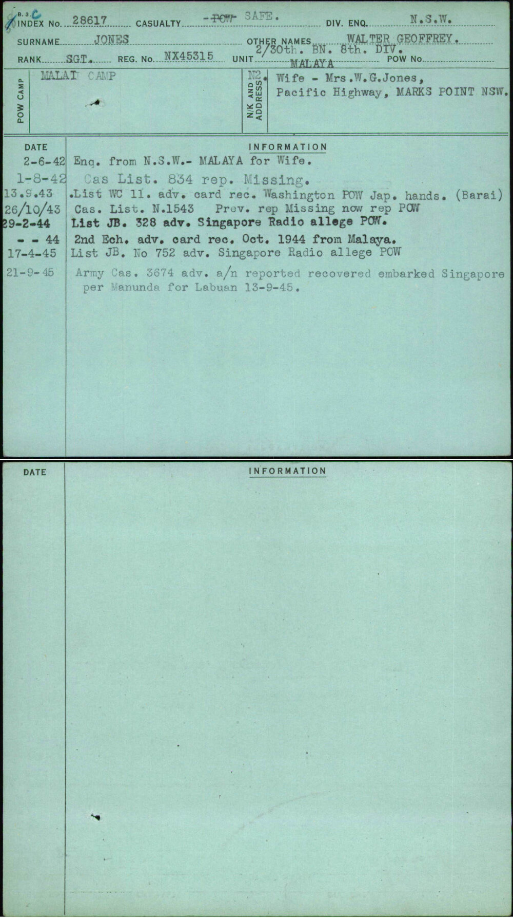 Jones, Walter Geoffrey, NX45315