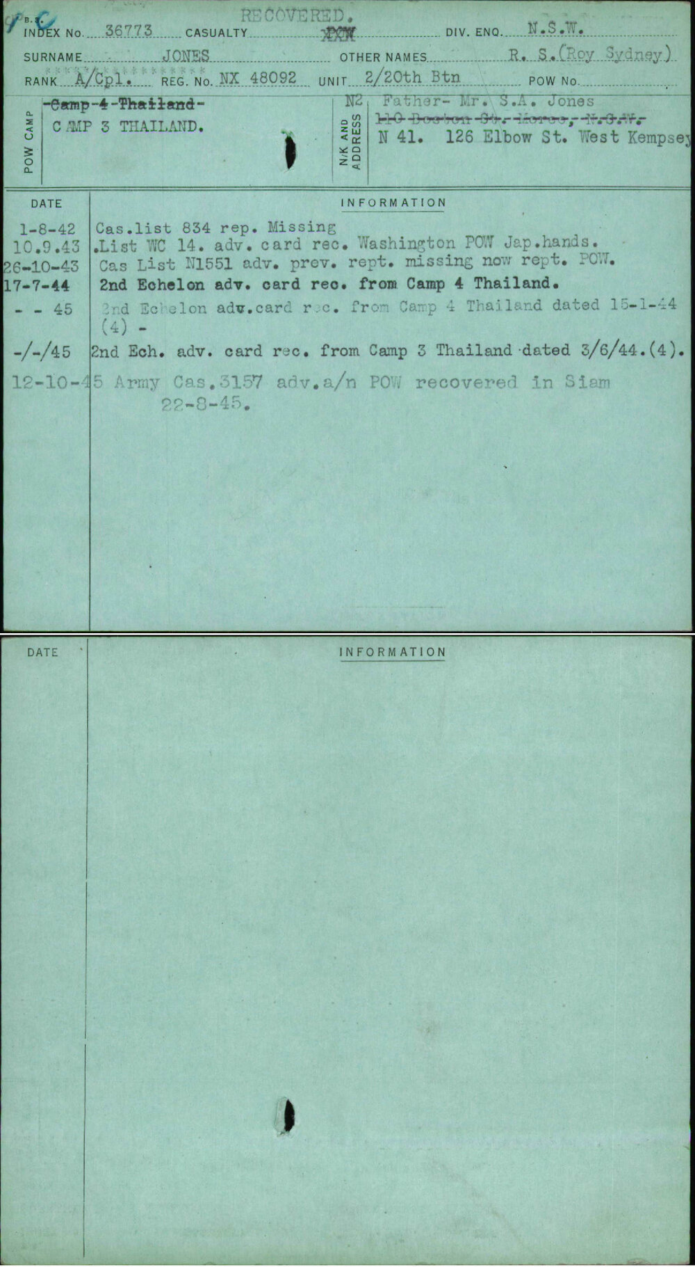 Jones, R S (Roy Sydney), NX48092
