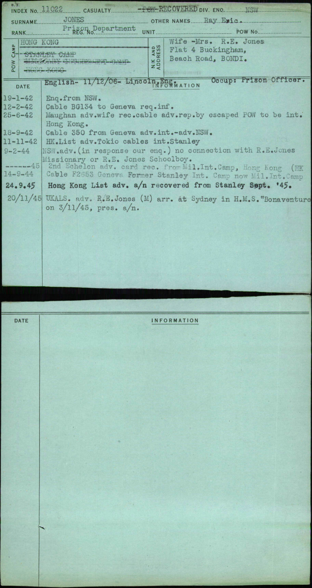 Jones, Ray Eric, Prison Department