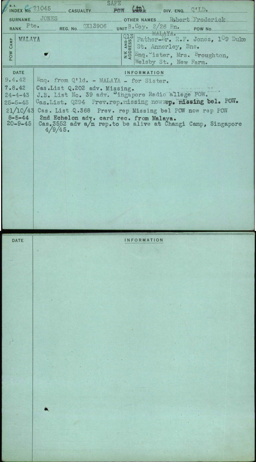 Jones, Robert Frederick, QX13906