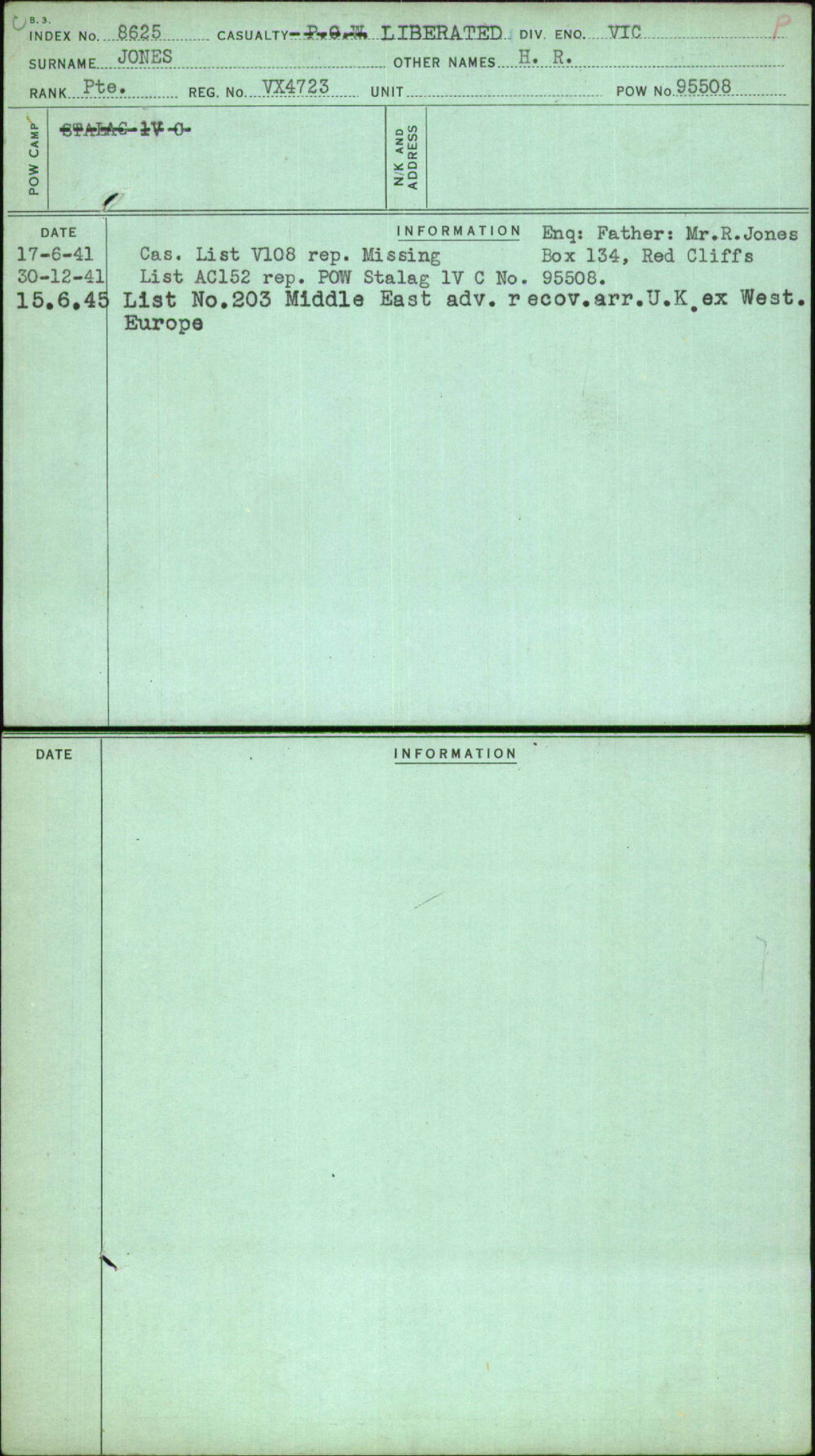 Jones, H R, VX4723