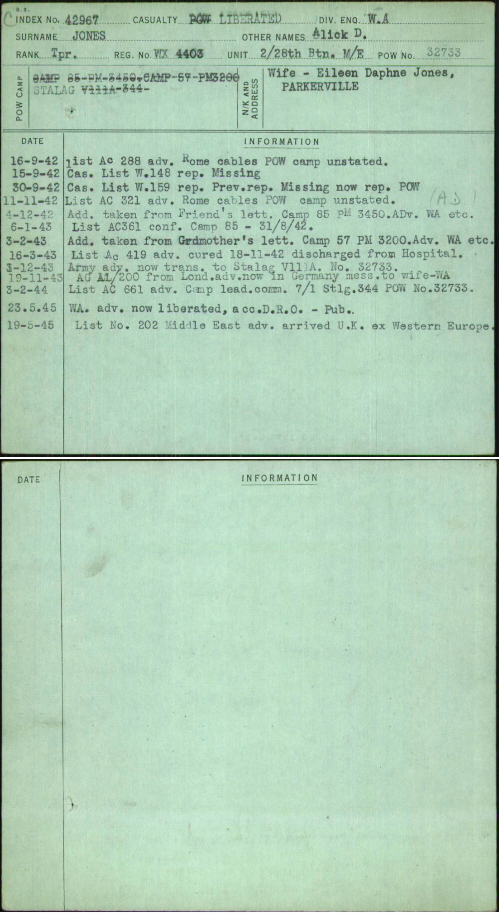 Jones, Alick D, WX4403