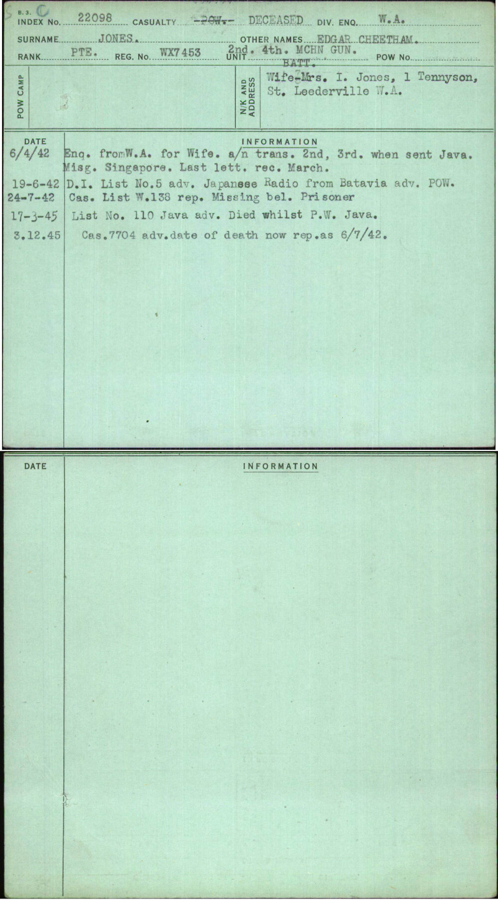 Jones, Edgar Cheetham, WX7453