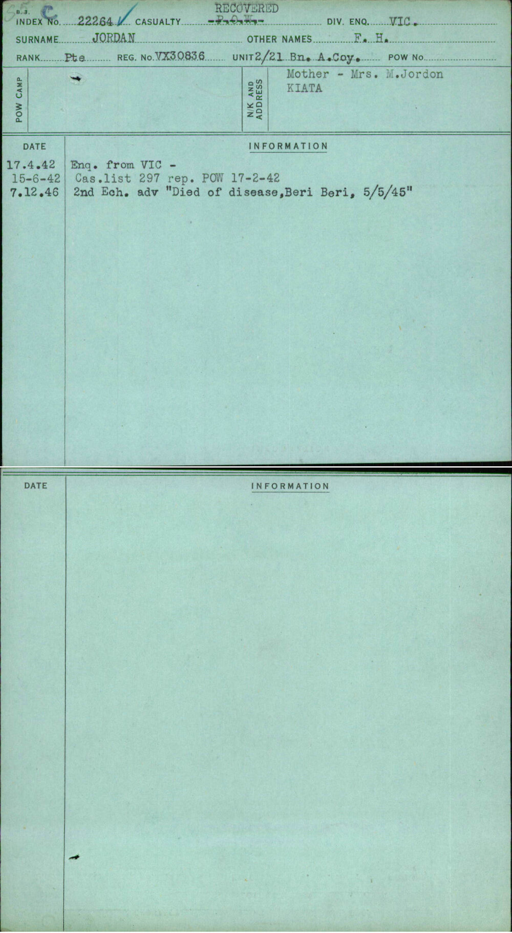 Jordan, F H, VX30836