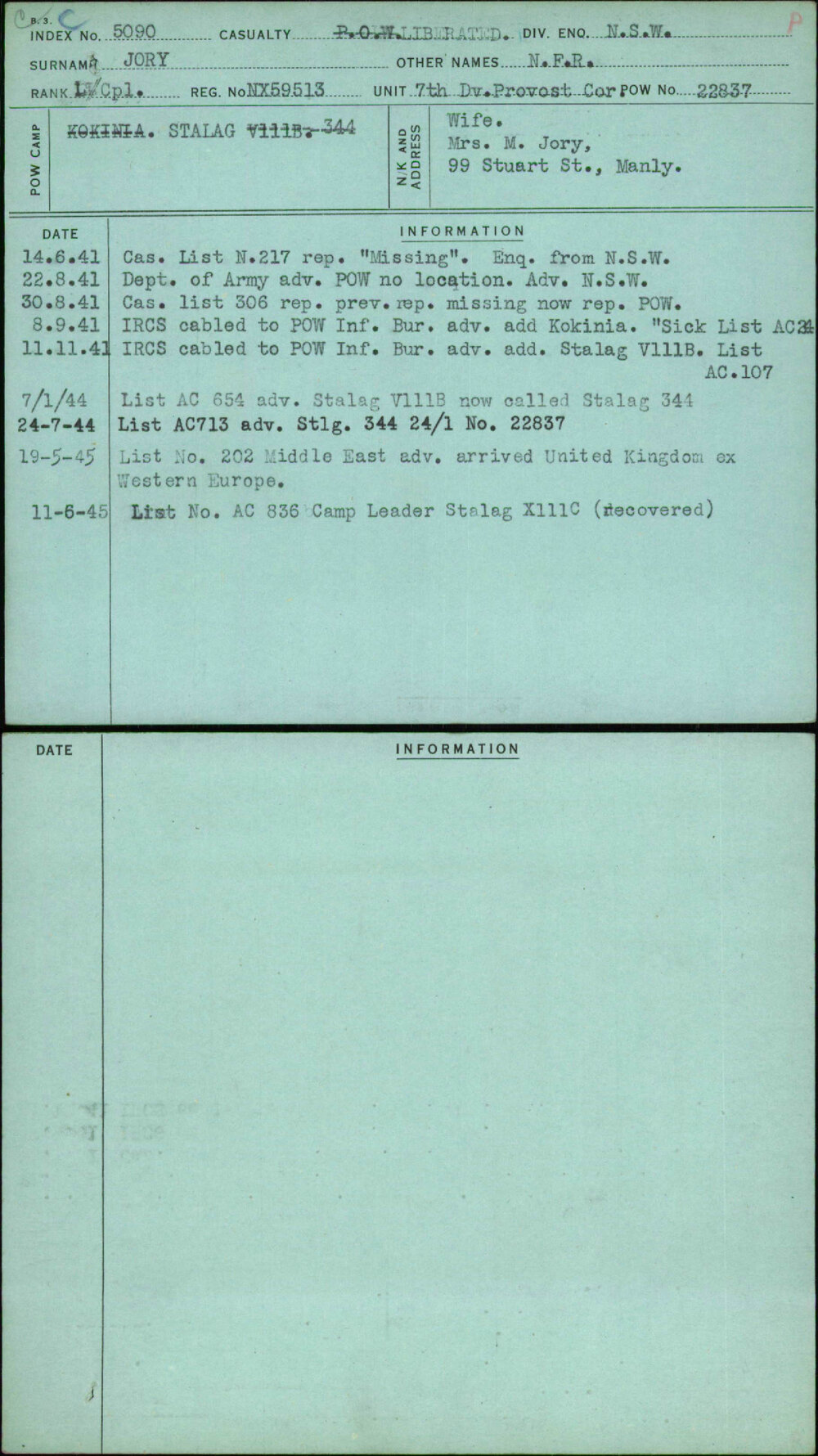 Jory, N F R, NX59513