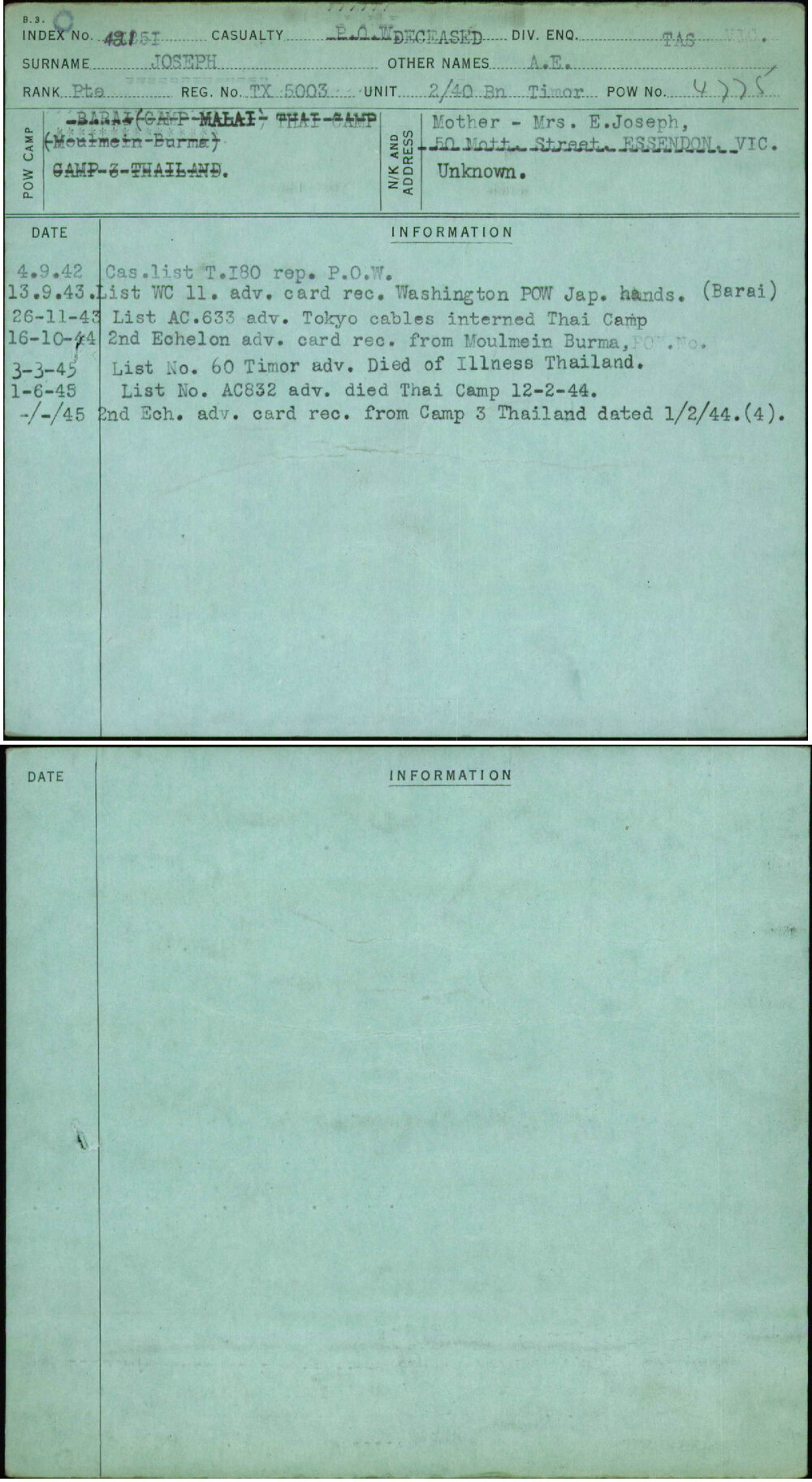 Joseph, A E, TX5003