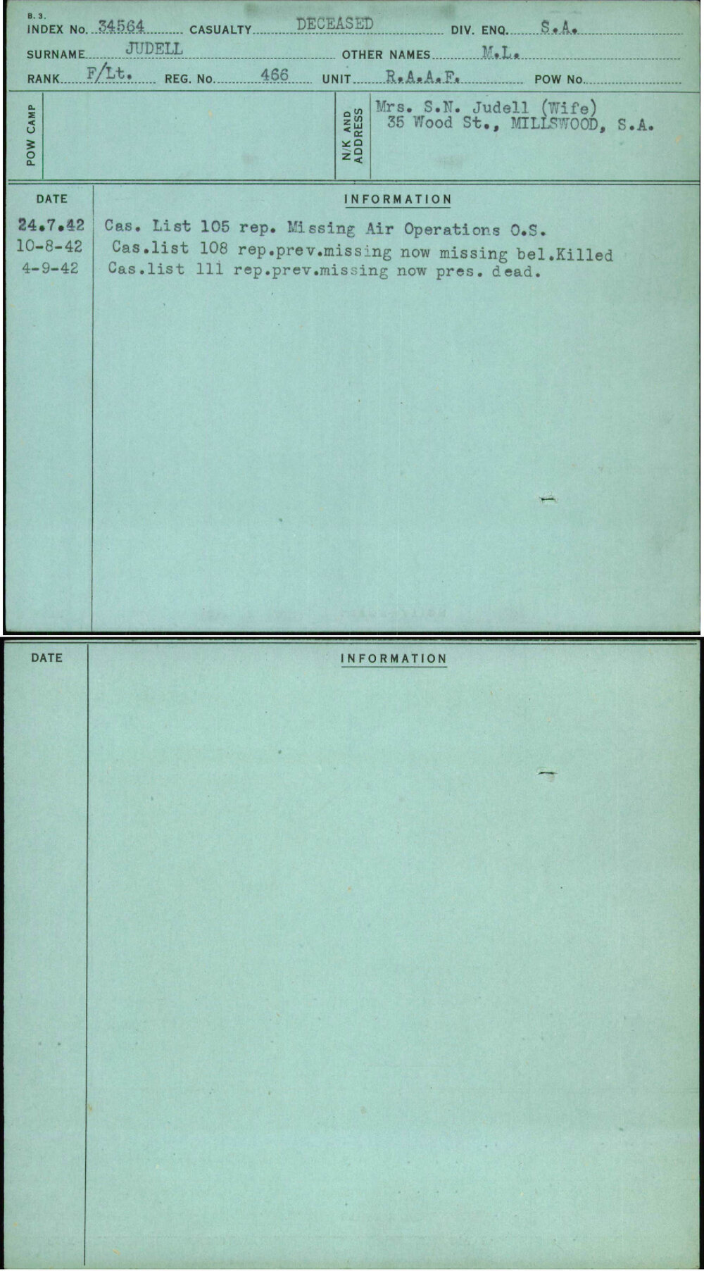 Judell, M L, 466