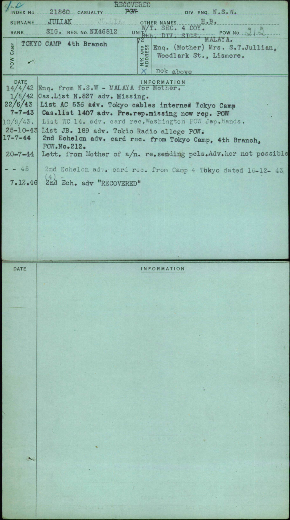 Julian, H B, NX46812