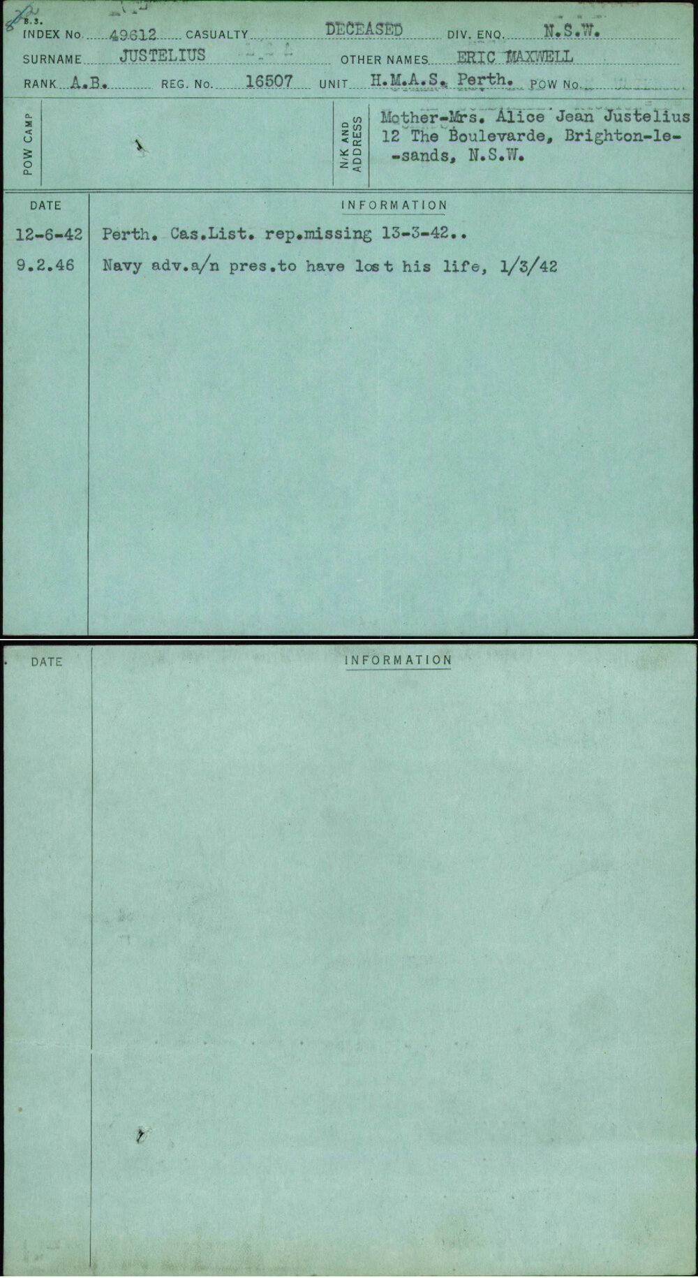 Justelius, Eric Maxwell, 16507