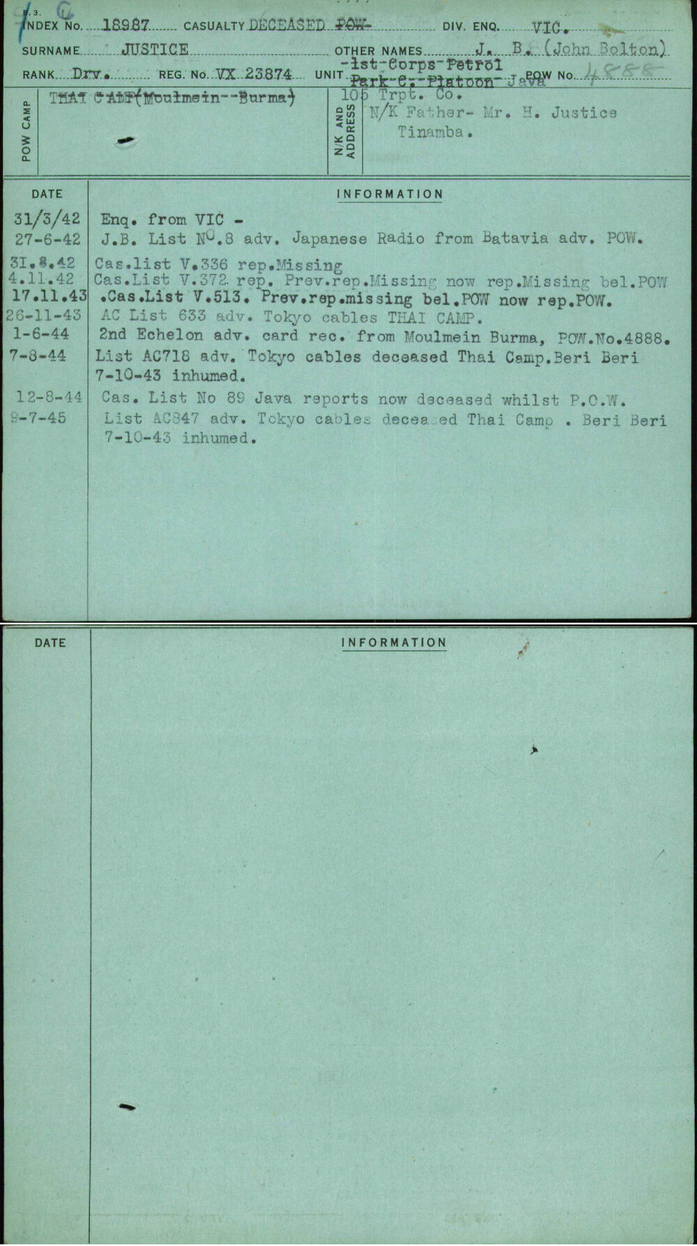 Justice, J B (John Bolton), VX23874