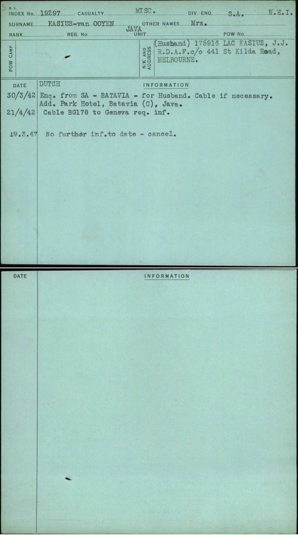 Kasius-Van Ooyen, Mrs, Java